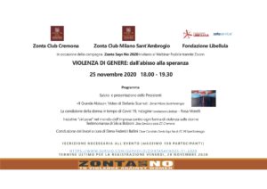 Zonta Says No - Campagna 2020- WEBINAR congiunto di ZONTA Milano Sant'Ambrogio e ZONTA Cremona con la Fondazione LIBELLULA